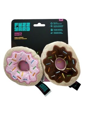 NWT FuzzYard Plush Donut Dog Toys - Pink & Brown (2pc)